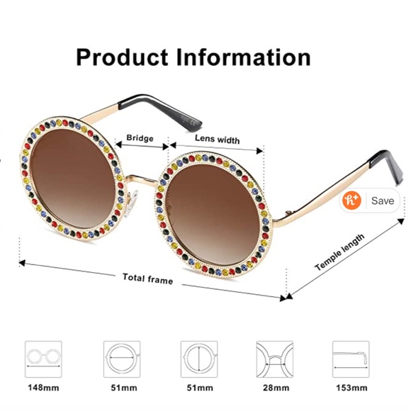 SOJOS Round Oversized Rhinestone Festival Sunglass - Picture 5 of 7